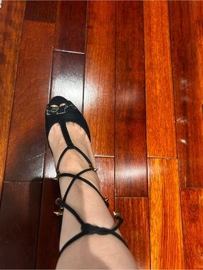 Sergio Rossi black Strappy Lace-Up Women's Sandal 36.5